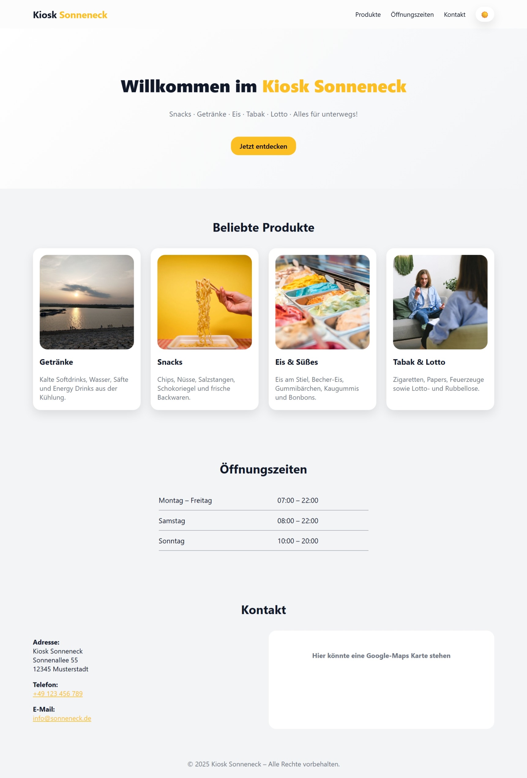 Kiosk Webseite – Vorschau